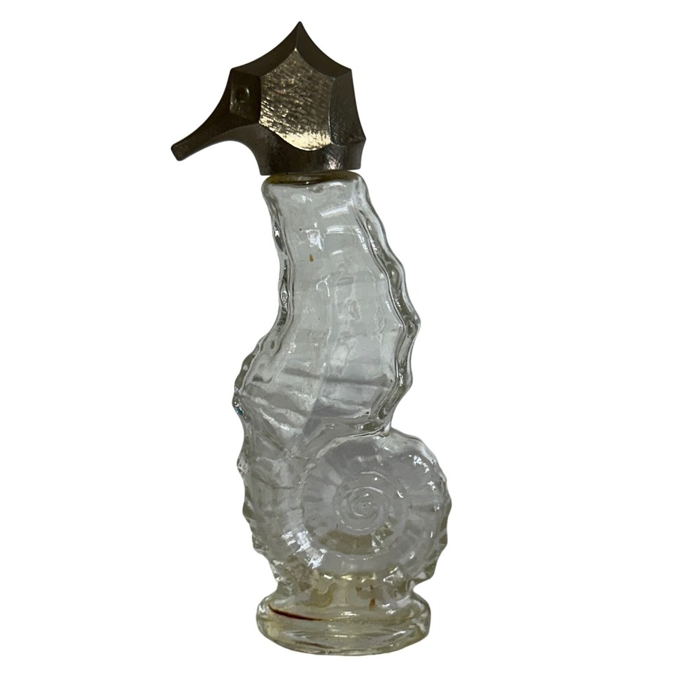 Avon Seahorse Perfume Bottle Clear Excellent Vintage Glass Decanter